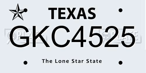 GKC4525 Texas License Plate