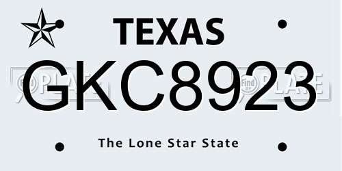 GKC8923 Texas License Plate