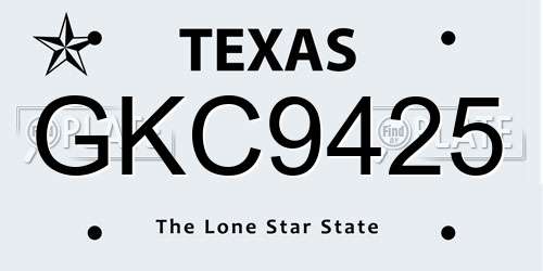 GKC9425 Texas License Plate
