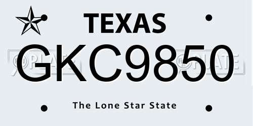 GKC9850 Texas License Plate