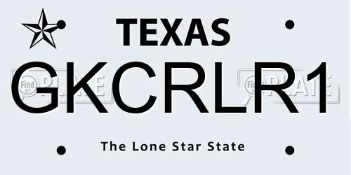 GKCRLR1 Texas License Plate
