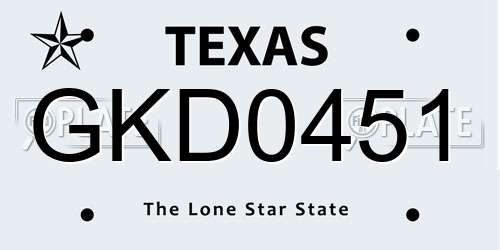 GKD0451 Texas License Plate