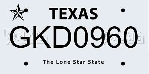 GKD0960 Texas License Plate