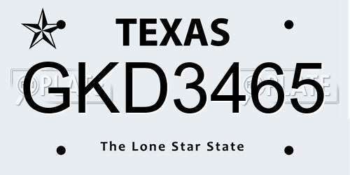 GKD3465 Texas License Plate
