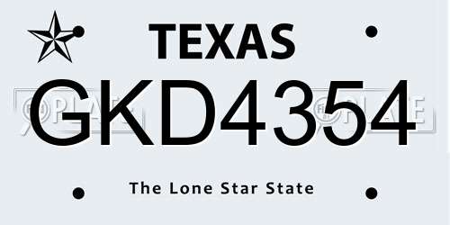 GKD4354 Texas License Plate
