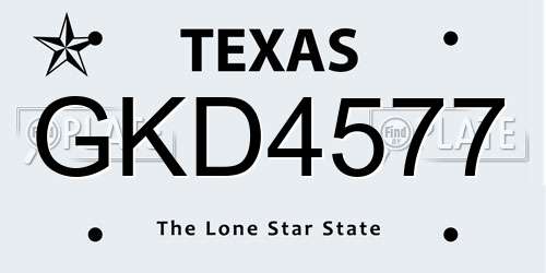 GKD4577 Texas License Plate