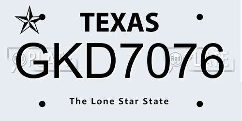GKD7076 Texas License Plate