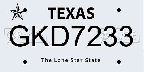 GKD7233 Texas License Plate