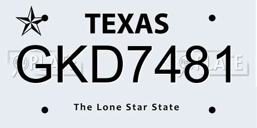 GKD7481 Texas License Plate