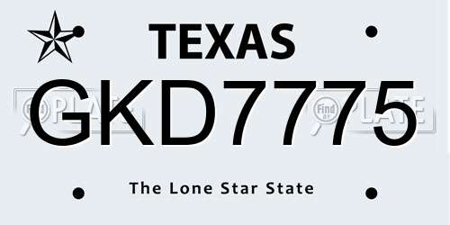 GKD7775 Texas License Plate
