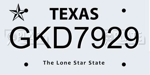 GKD7929 Texas License Plate