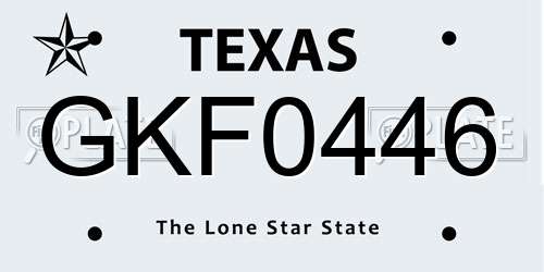 GKF0446 Texas License Plate