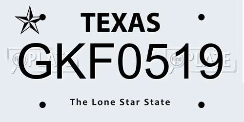 GKF0519 Texas License Plate