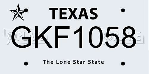 GKF1058 Texas License Plate
