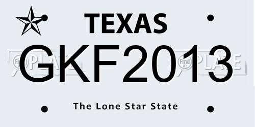 GKF2013 Texas License Plate