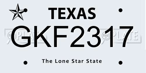 GKF2317 Texas License Plate