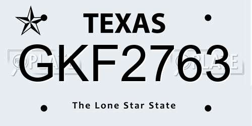 GKF2763 Texas License Plate