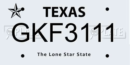 GKF3111 Texas License Plate