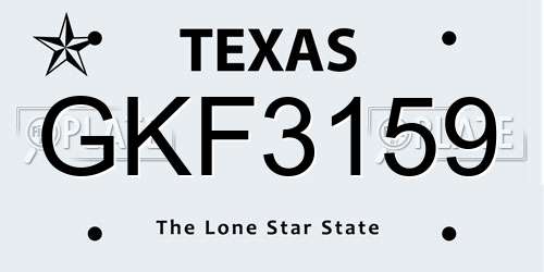GKF3159 Texas License Plate