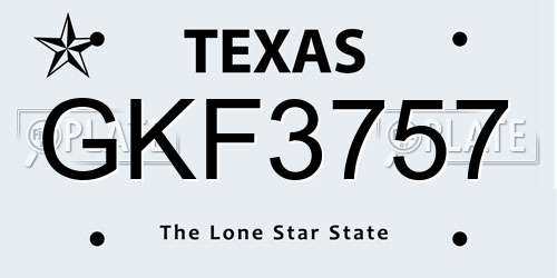 GKF3757 Texas License Plate