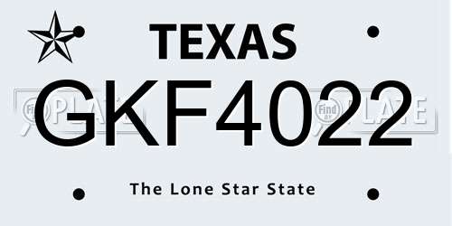 GKF4022 Texas License Plate