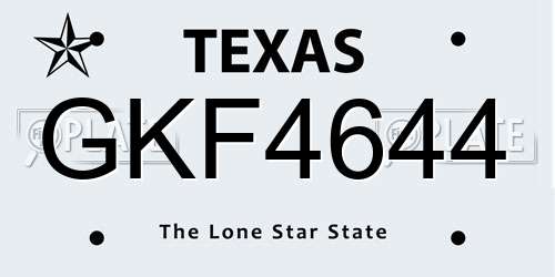 GKF4644 Texas License Plate