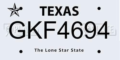 GKF4694 Texas License Plate