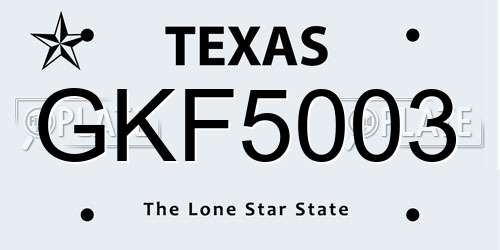 GKF5003 Texas License Plate