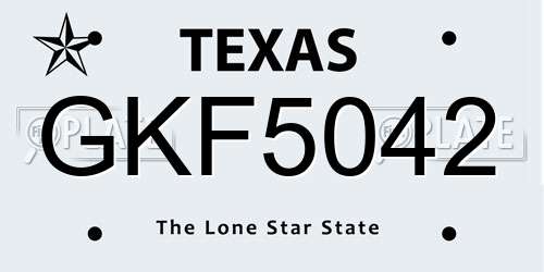 GKF5042 Texas License Plate