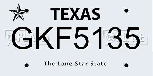 GKF5135 Texas License Plate