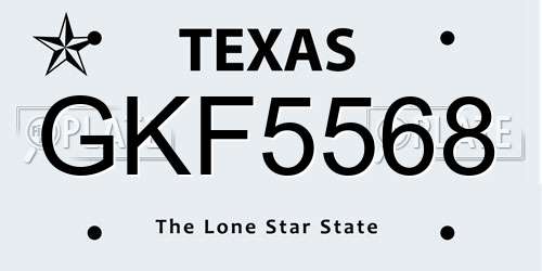 GKF5568 Texas License Plate
