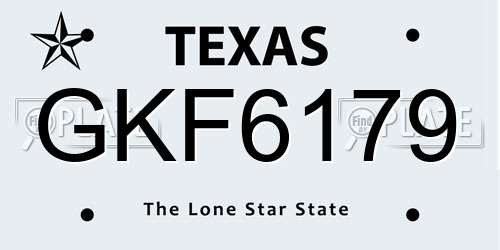 GKF6179 Texas License Plate
