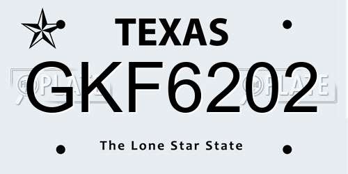 GKF6202 Texas License Plate