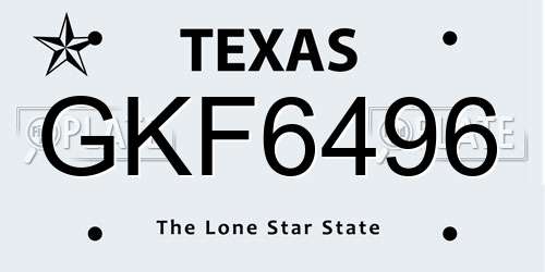GKF6496 Texas License Plate