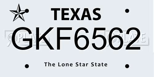 GKF6562 Texas License Plate
