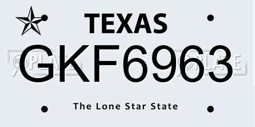 GKF6963 Texas License Plate