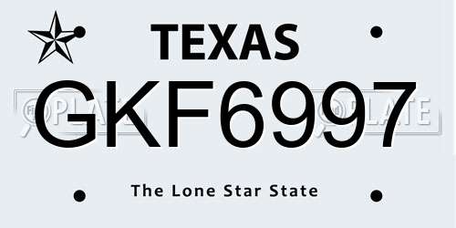 GKF6997 Texas License Plate