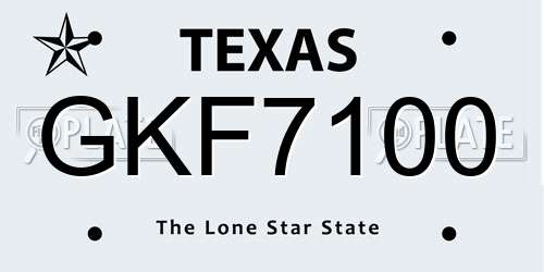GKF7100 Texas License Plate