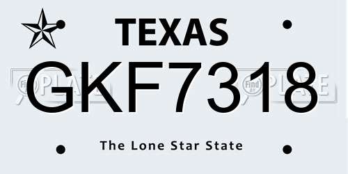 GKF7318 Texas License Plate