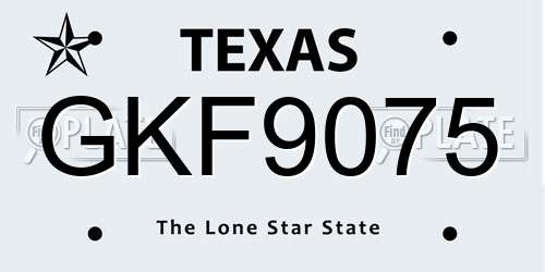 GKF9075 Texas License Plate