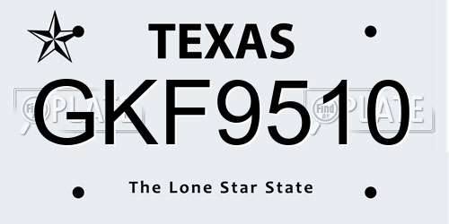 GKF9510 Texas License Plate