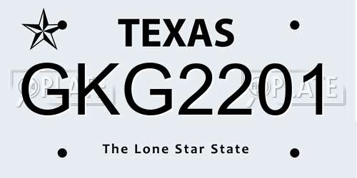 GKG2201 Texas License Plate