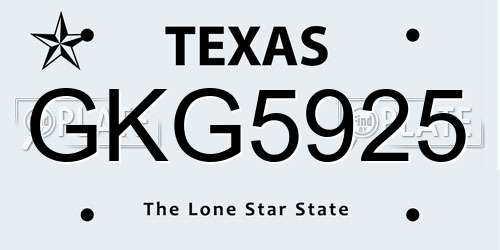 GKG5925 Texas License Plate