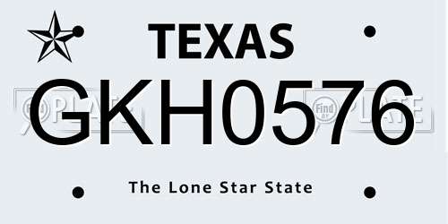 GKH0576 Texas License Plate