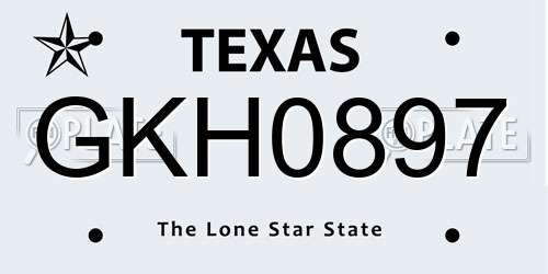 GKH0897 Texas License Plate