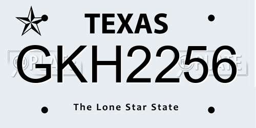 GKH2256 Texas License Plate