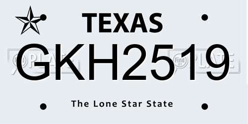GKH2519 Texas License Plate