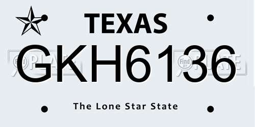 GKH6136 Texas License Plate