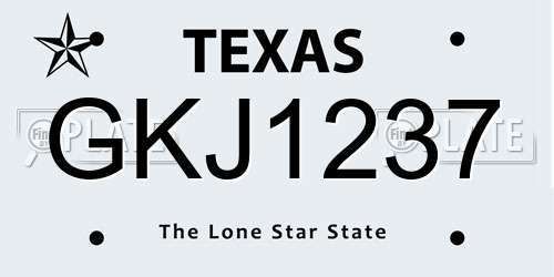 GKJ1237 Texas License Plate