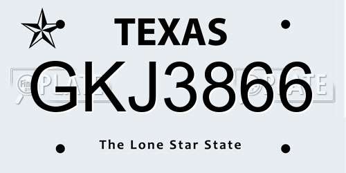 GKJ3866 Texas License Plate